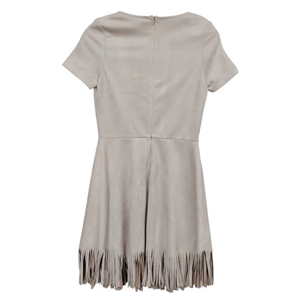 Necessary Objects Dress Size XS/Small Gray Fringe Hem Short Sleeve Zipper Back - Picture 4 of 10